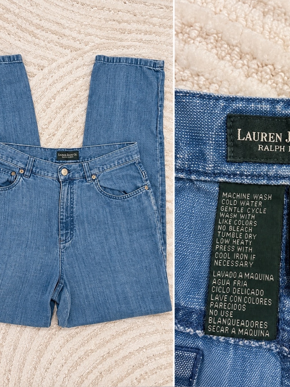 Ralph Lauren 100% Linen Loose Fit Wide Leg Jeans – Size 8